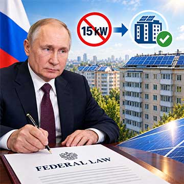 Путин отменяет правило в 15 киловатт, которое не позволяло солнечной энергии ...